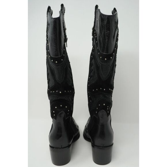 Matisse Vintage Black Studded Suede Leather and Snakeskin Western Boots Size 6.5 - Picture 6 of 9